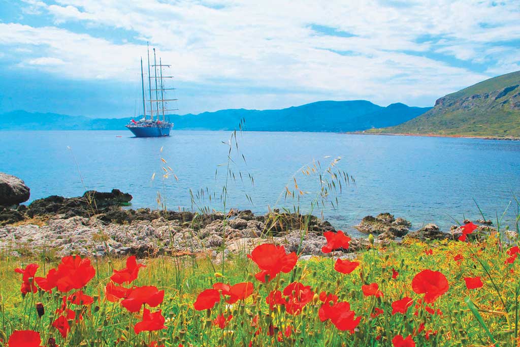 Star Clipper at Anchor in Monemvasia Greece