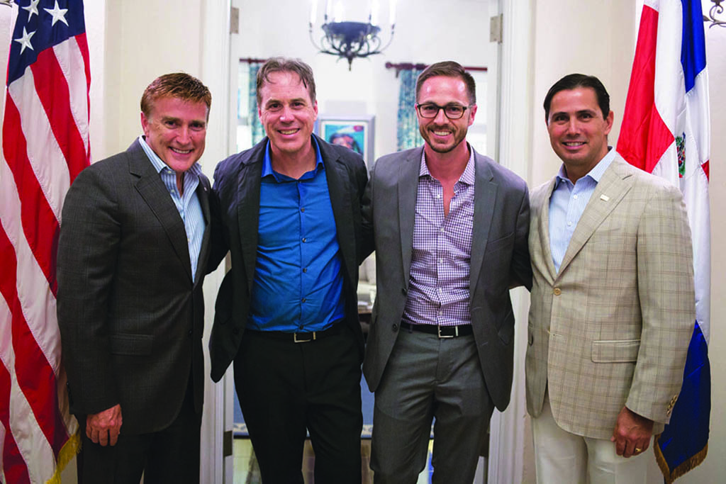 (L to R) US Ambassador to DR Wally Brewster, Dr. John Waters, Steve Roth, Bob Satawake (Photo by Fran Afonso)