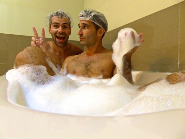 What could the Nomadic Boys possibly be doing behind closed doors? (Bath fun in Hue, Central Vietnam)