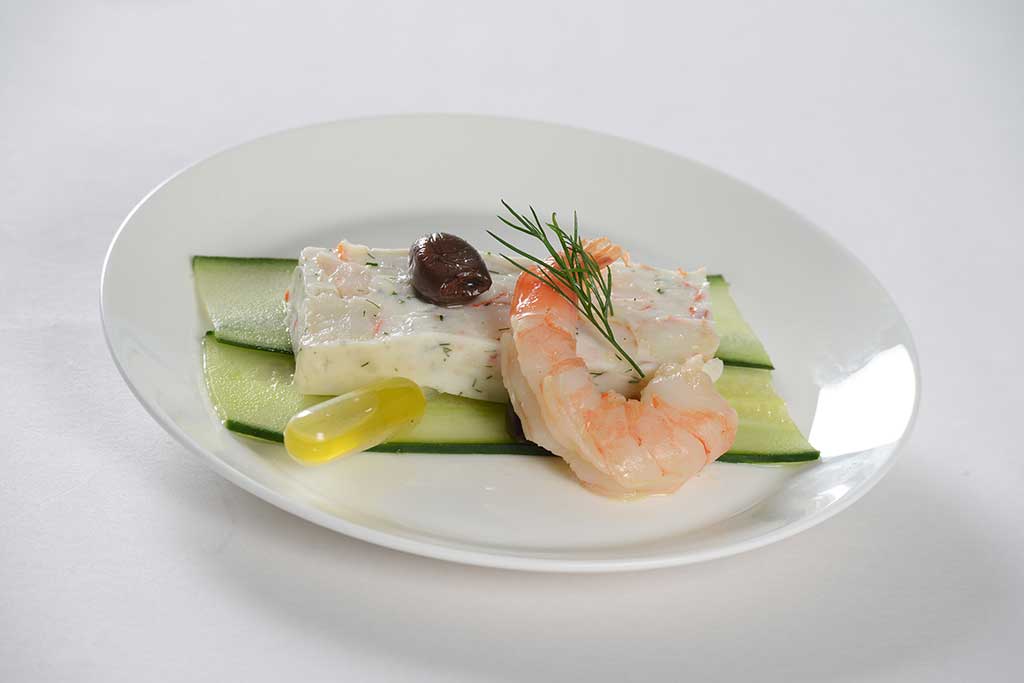 Business Class. First Course: Terrine.