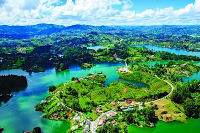 View from La Piedra del Peñol in Mendellin, Colombia