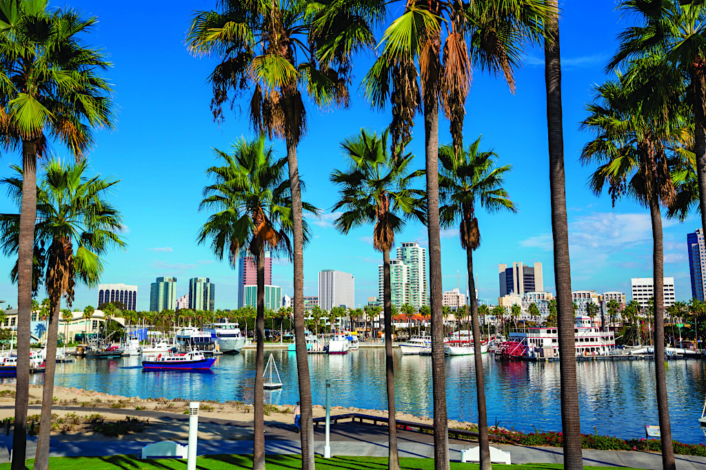 Long Beach Marina and City Skyline in Long Beach, CA