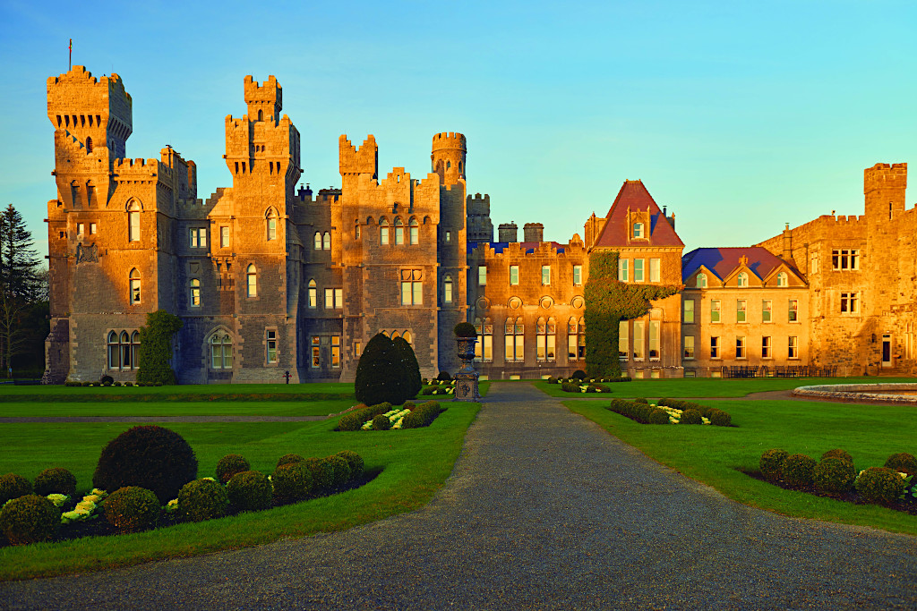 Ashford Castle at Sunset in County Mayo, Ireland