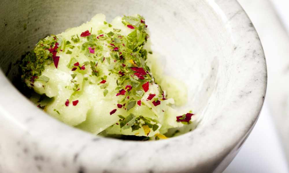 Cucumber Sorbet, Basil, Mint, Orange (Photo by The Artist)