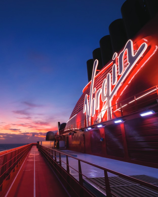 Virgin Sign at Night (Photos courtesy of Virgin Voyages)