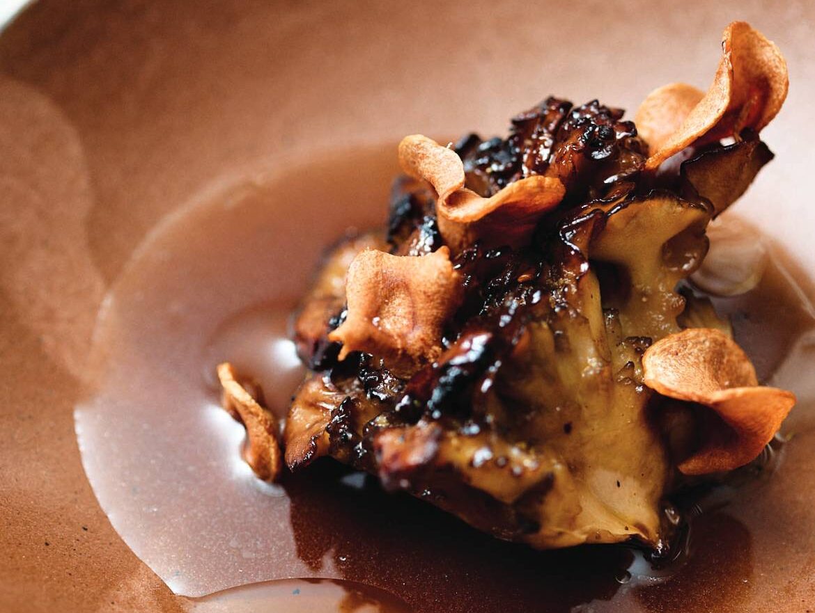 Grilled Maitake at 2023 RAWalmond (CREDIT Simeon Rusnak)