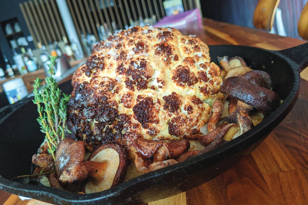 Sweet Potato Miso Rubbed Cauliflower with Foraged Mushrooms (Photo by Bulrush)