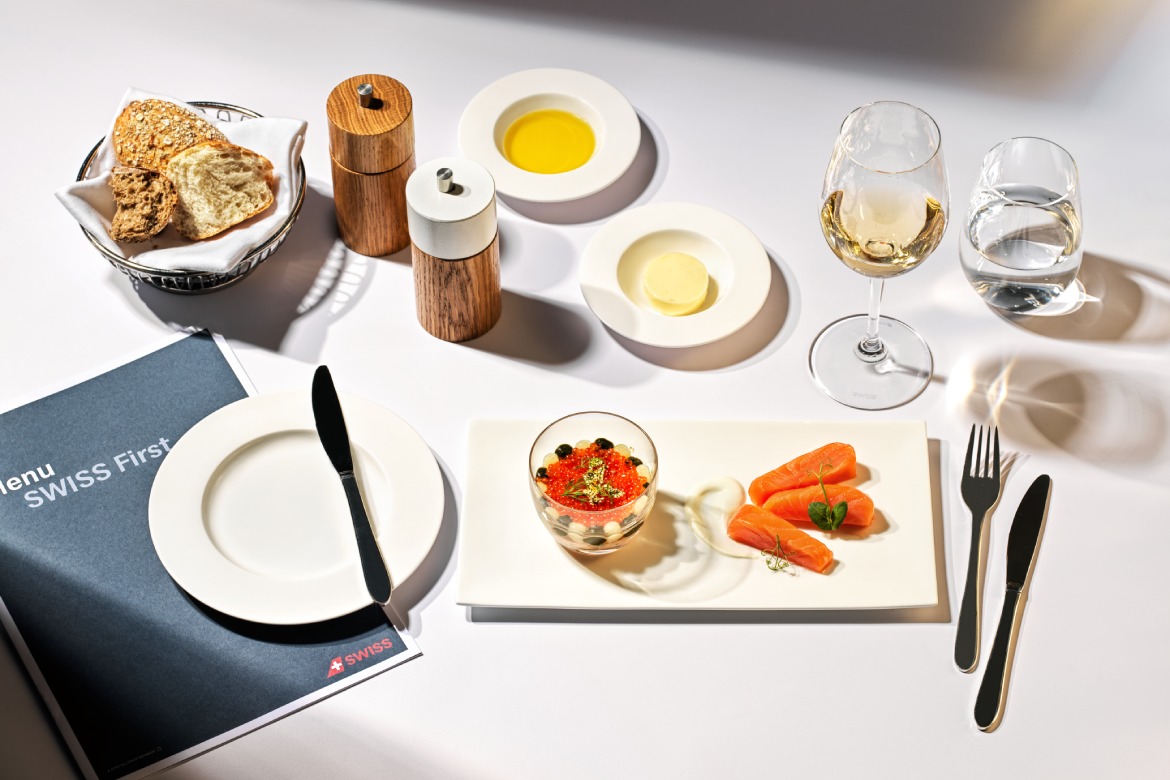 Trout Tartare with Trout Caviar in SWISS First