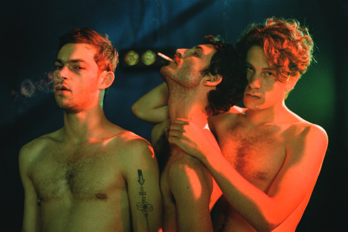Félix Maritaud, Pierre Emö, and Jérémy Benkemoun in Knife + Heart (Photo by Ville Tanttu)