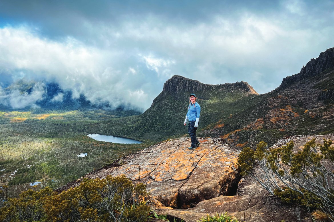 Emily On Ledge Near Mt Ossa (Photo by Emily Pennington)
